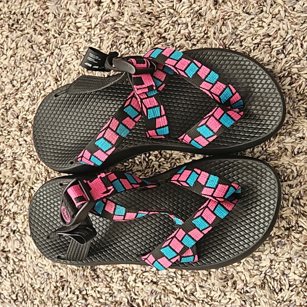 Size 6: Chaco Teal and Pink Sandals